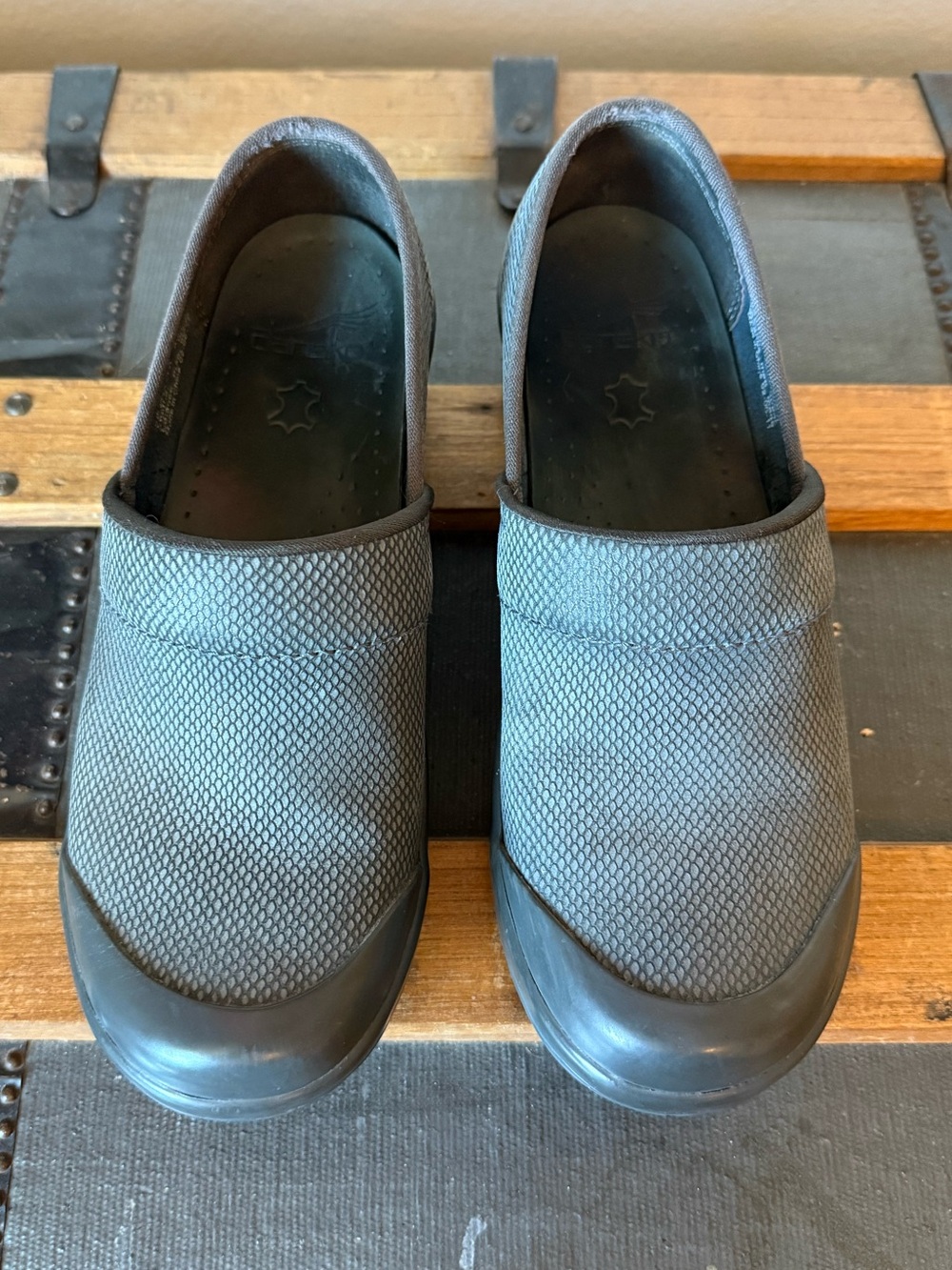 Dansko grey clogs